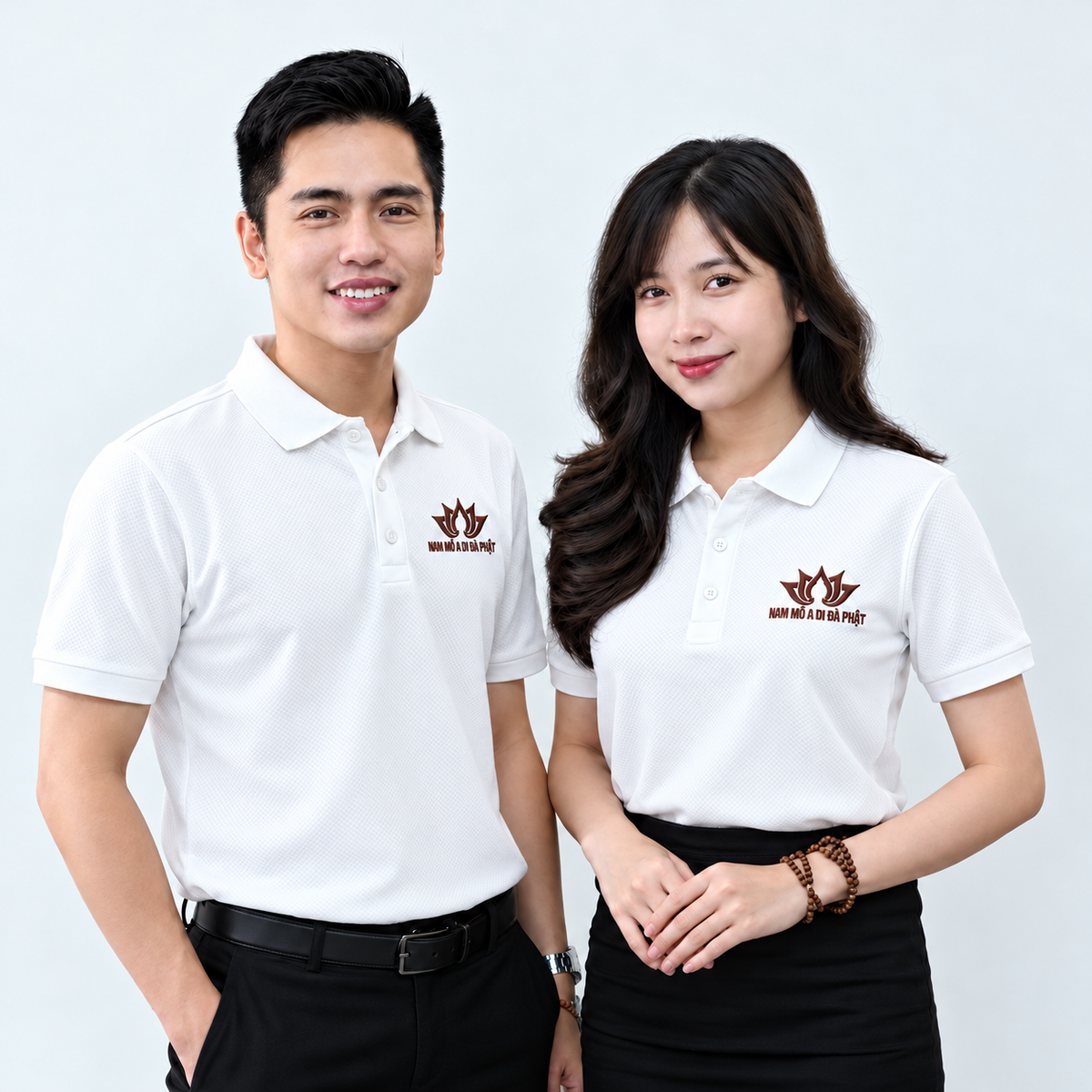 Áo thun polo cổ trụ 4 màu A Di Đà Phật - Dành cho Nam Nữ Phật tử