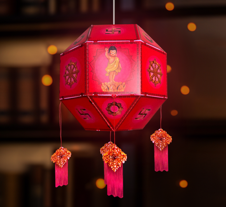 [28cm] Lồng Đèn Phật Giáo Bát Giác