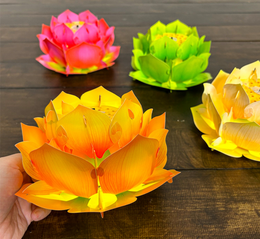 [16cm] Set 4 Hoa Sen Thả Nước/Cầm Tay/Treo Trang Trí Phật Giáo Bằng Nhựa
