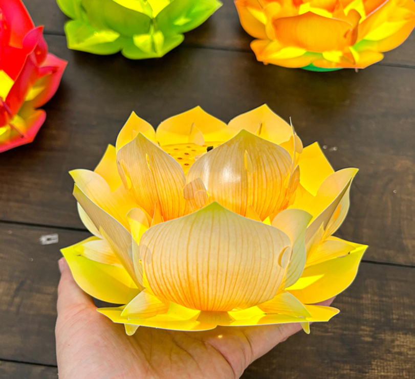 [16cm] Set 4 Hoa Sen Thả Nước/Cầm Tay/Treo Trang Trí Phật Giáo Bằng Nhựa