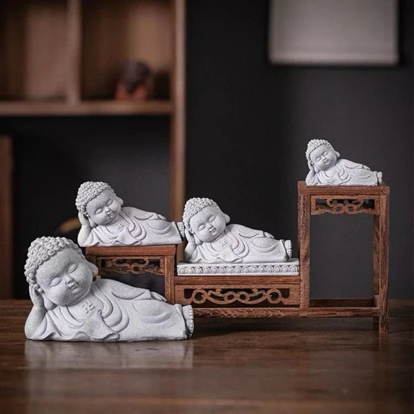 Tượng Tiểu Phật Nằm An Nhiên - Tượng Phong Thuỷ Decor Chất Liệu Đá Nhân Tạo Cao Cấp