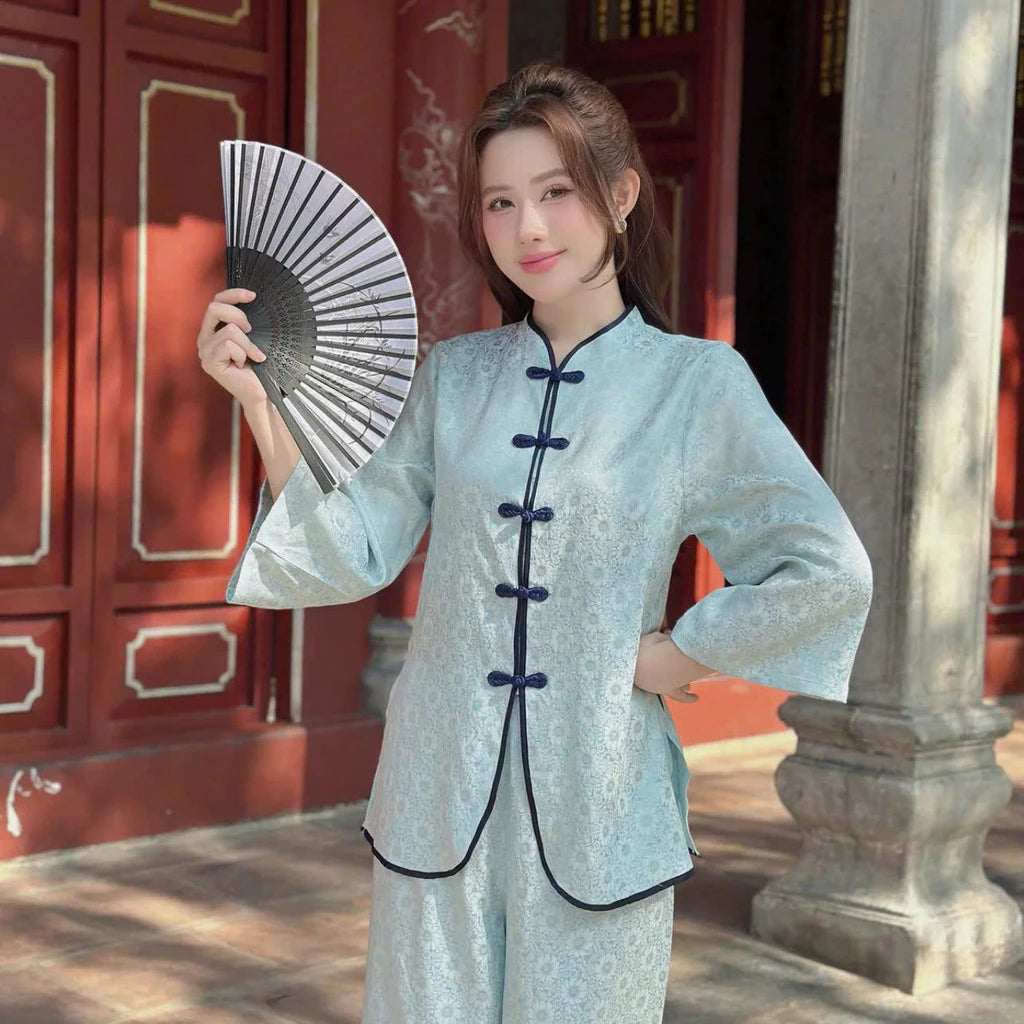 (Có Size Lớn) SET ĐỒ LAM NỮ BÀ BA CHẠY VIỀN CÚC TÀU MỚI THANH LỊCH NỮ TÍNH