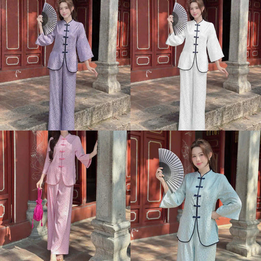 (Có Size Lớn) SET ĐỒ LAM NỮ BÀ BA CHẠY VIỀN CÚC TÀU MỚI THANH LỊCH NỮ TÍNH