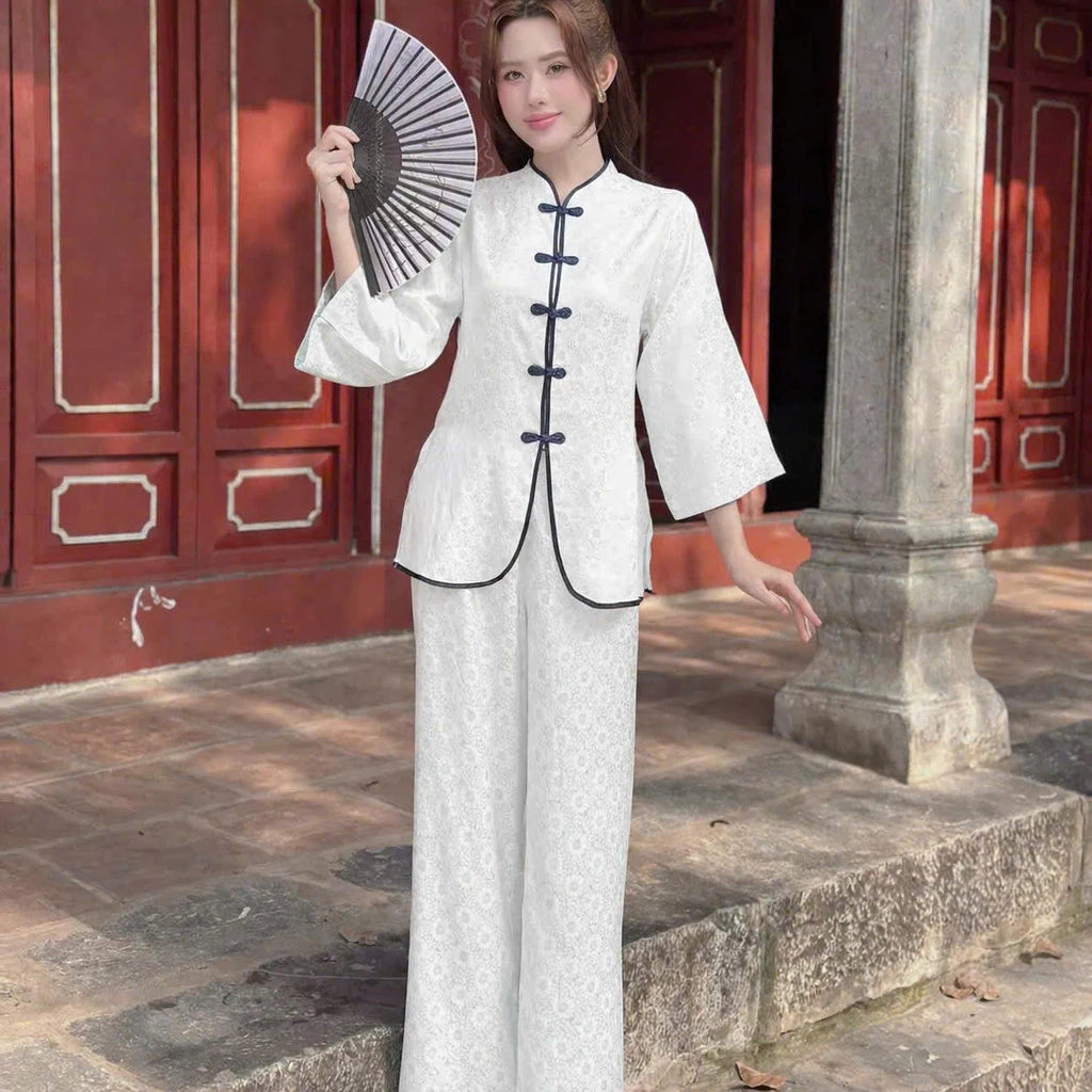 (Có Size Lớn) SET ĐỒ LAM NỮ BÀ BA CHẠY VIỀN CÚC TÀU MỚI THANH LỊCH NỮ TÍNH