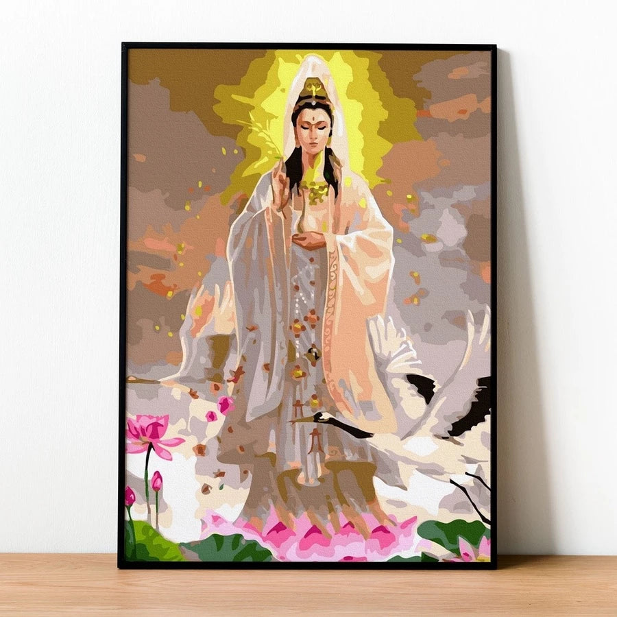 [4] Tranh tô màu theo số Phật giáo đã căng khung
