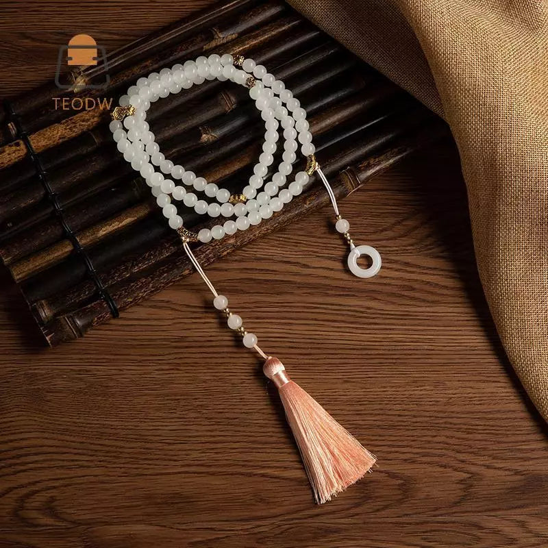Vòng cổ hạt xanh phong cách Phật giáo, vành cổ pha lê xanh, quà tặng trang sức