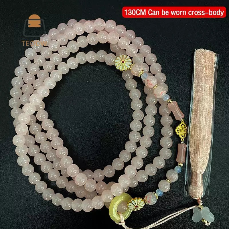 Vòng cổ hạt xanh phong cách Phật giáo, vành cổ pha lê xanh, quà tặng trang sức
