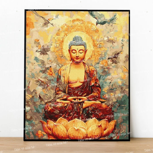 [33] Tranh tô màu theo số Phật giáo đã căng khung