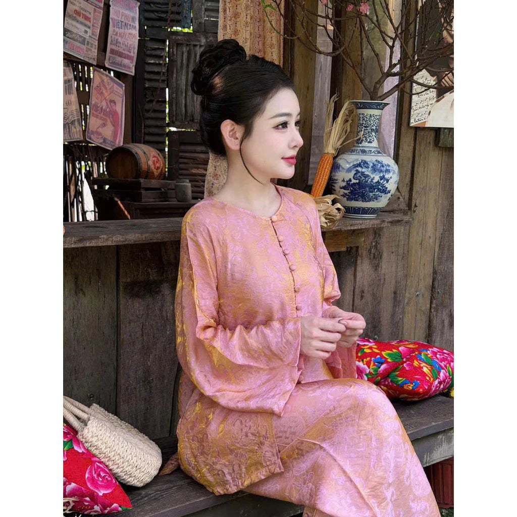(Có Size Lớn)Set Bà Ba Tơ Tằm Tencel Ánh Kim Cao Cấp, Sang trọng