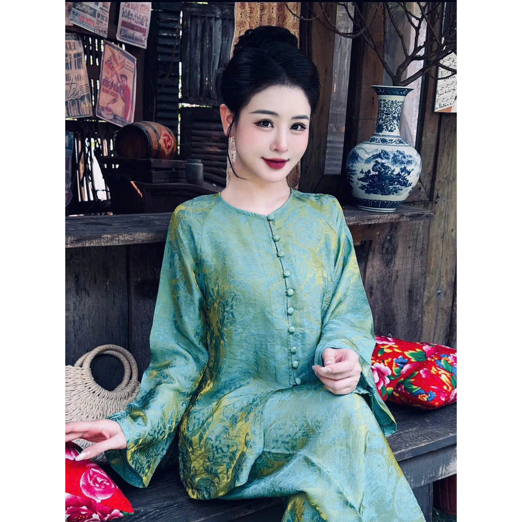 (Có Size Lớn)Set Bà Ba Tơ Tằm Tencel Ánh Kim Cao Cấp, Sang trọng