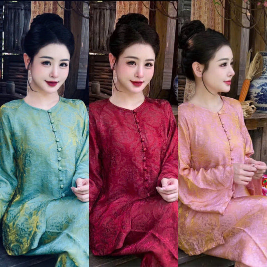 (Có Size Lớn)Set Bà Ba Tơ Tằm Tencel Ánh Kim Cao Cấp, Sang trọng