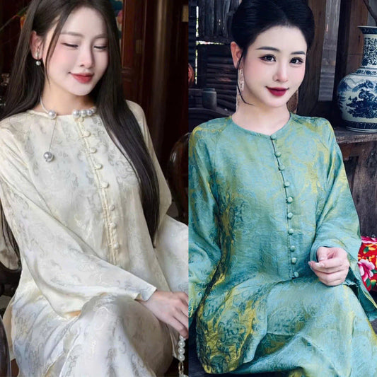 (Có Size Lớn)Set Bà Ba Tơ Tằm Tencel Ánh Kim Cao Cấp, Sang trọng