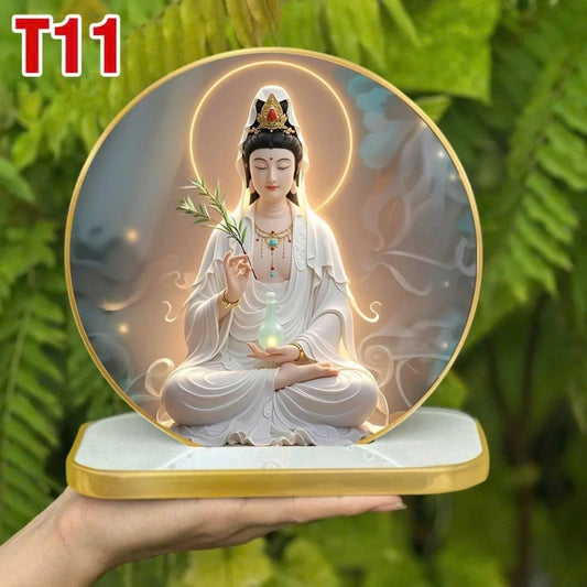 Tranh tròn QUÁN THẾ ÂM Tranh phật để bàn tráng gương trang trí nội thất + quà tặng ý nghĩa