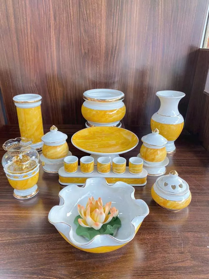 [Tặng 5 cá koi trang trí ngũ hành] BÁT THẢ HOA VÂN ĐÁ TẮM PHẬT - BÁT MINH ĐƯỜNG TỤ THỦY SIZE 20CM