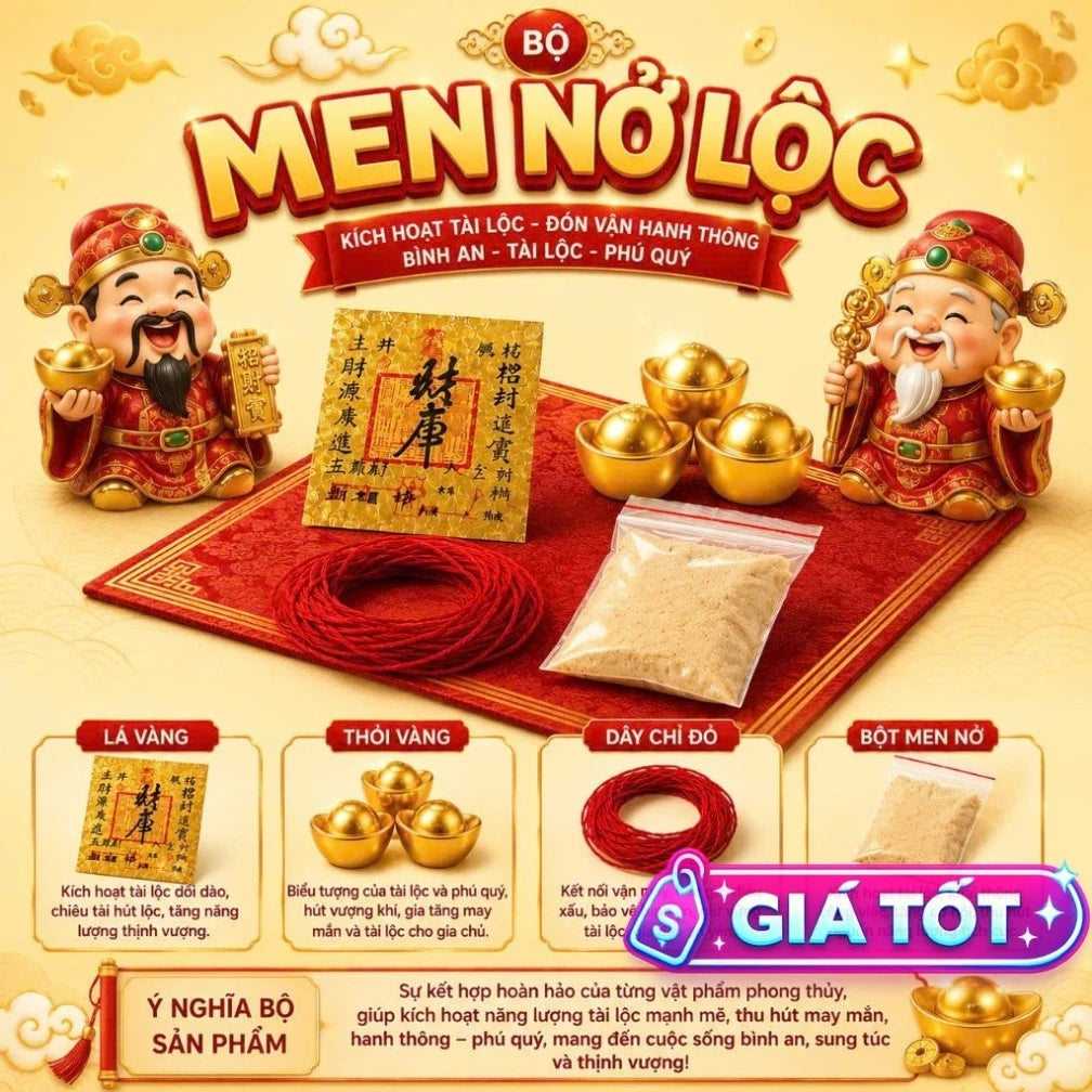 (Đã Xin Lộc) Bộ Men Nở Lộc Cô Phương Hằng Trang Trí Bàn Thần Tài / Ông Địa Mang Ý Nghĩa Tụ Lộc Hanh Thông