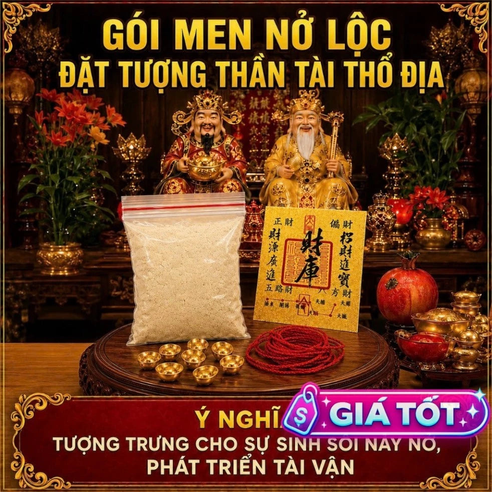 (Đã Xin Lộc) Bộ Men Nở Lộc Cô Phương Hằng Trang Trí Bàn Thần Tài / Ông Địa Mang Ý Nghĩa Tụ Lộc Hanh Thông