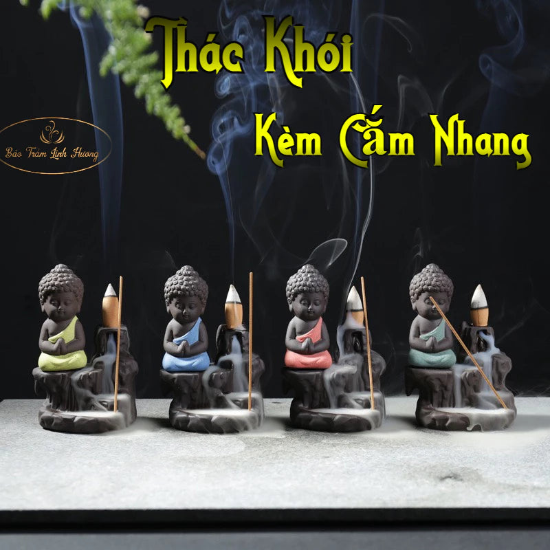 Thác Khói Chú Tiểu Gốm Sứ Cao Cấp - Bảo Trầm Linh Hương