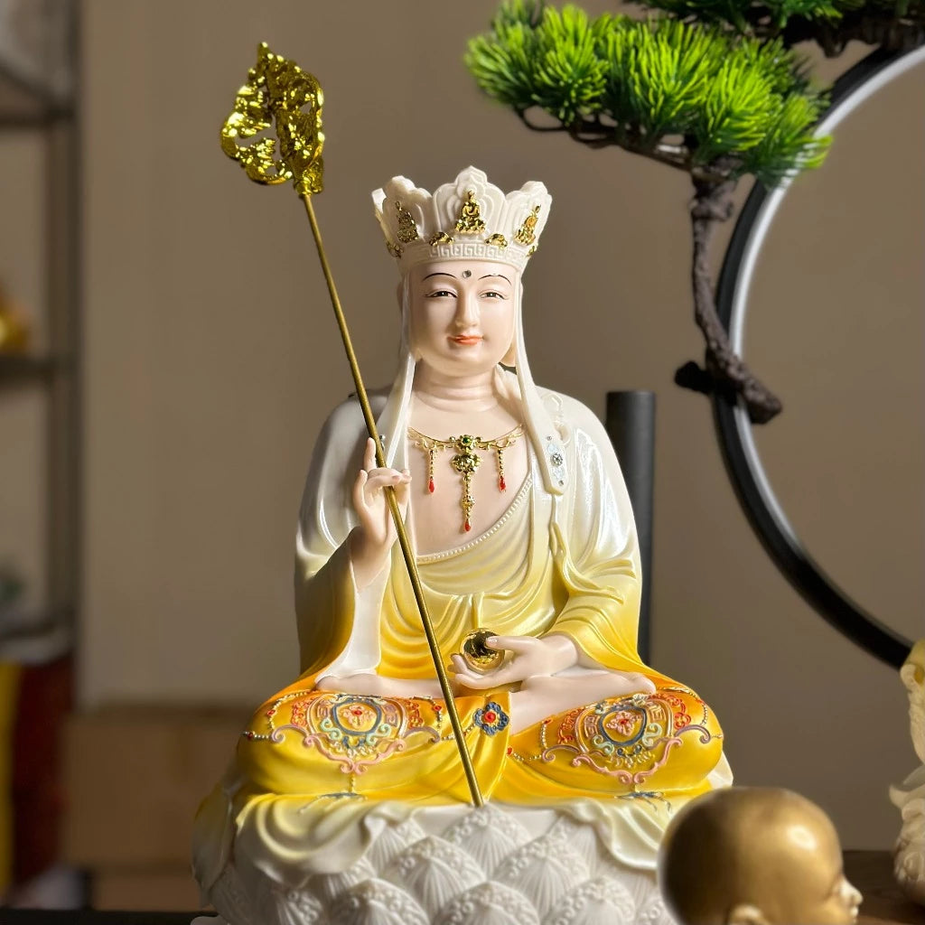 Bộ Tượng Ta Bà Tam Thánh, Thích Ca, Địa Tạng, Quan Âm Vàng Ngọc 12 inch