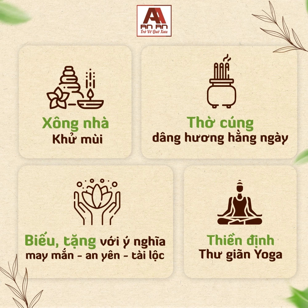 Nhang Sạch Quế Chi Tự Nhiên An An - Hộp 100 Nén (30cm)