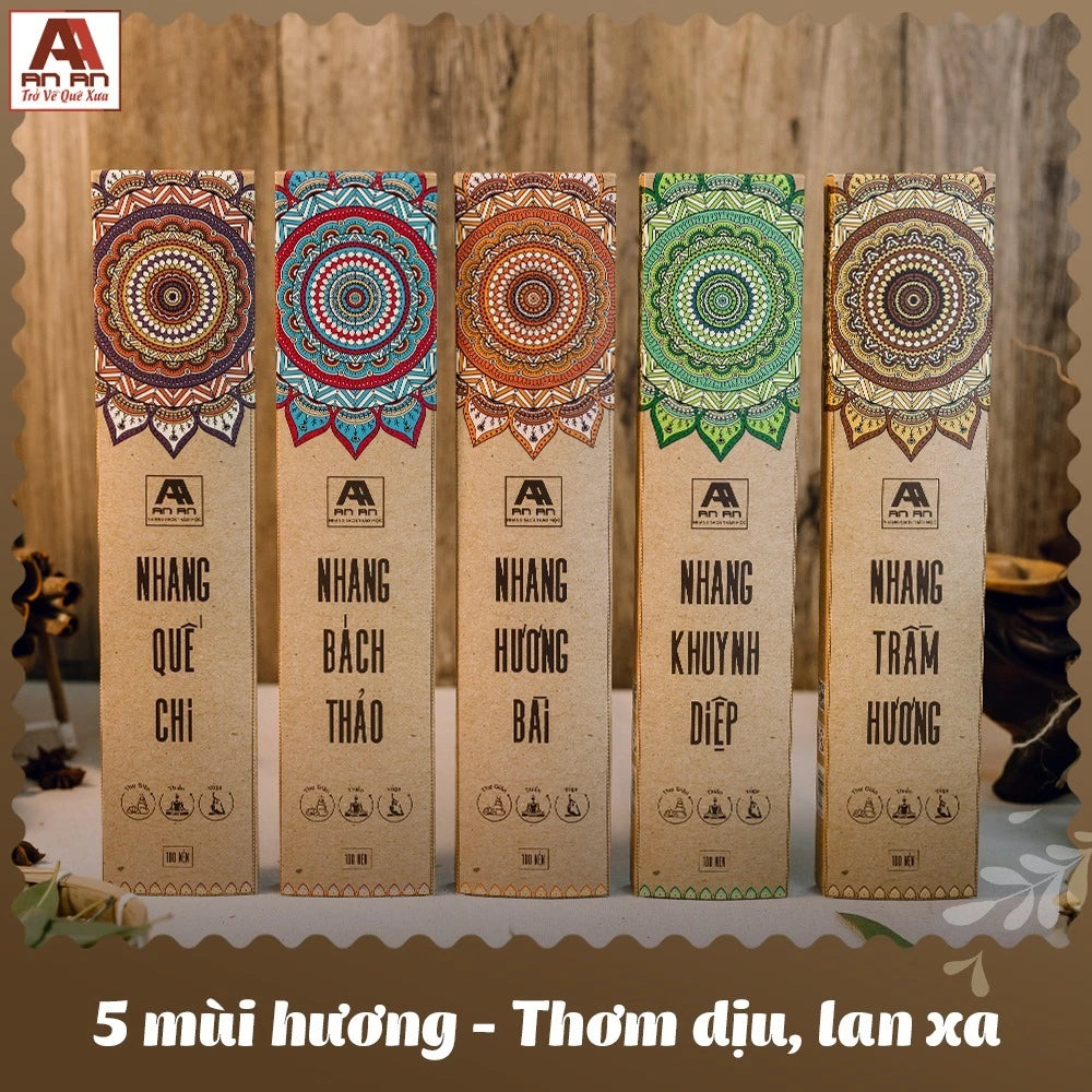 Combo 5 hộp nhang sạch tinh khiết An An - Hộp 100 nén (30cm)