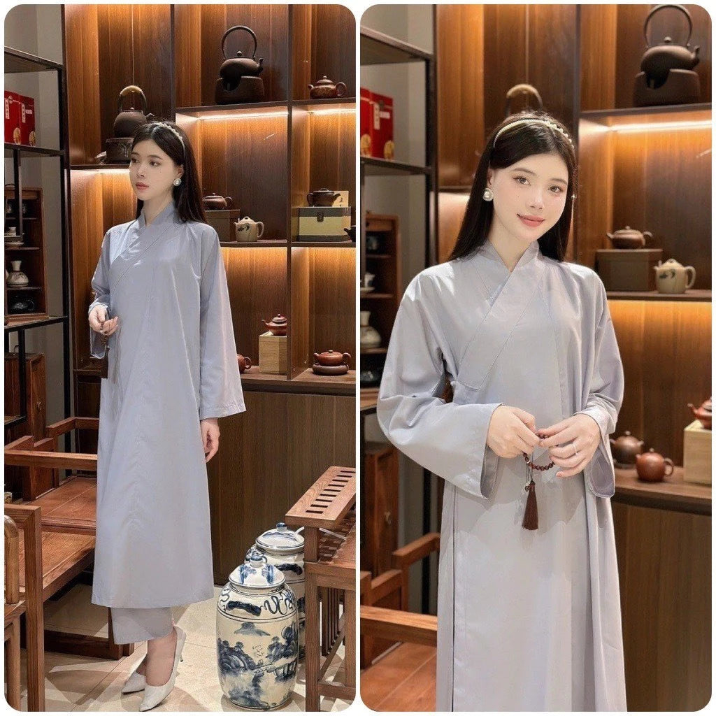 Áo Tràng Phật Tử Đi Lễ Chùa, Tu Tại Gia Nam Nữ - Vải Kate Lụa Mềm