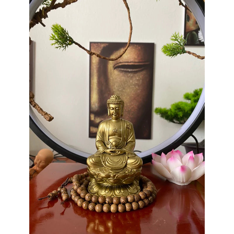 Tượng Đức Phật A Di Đà bưng ngọc cao 10cm trang trí thờ tự nhỏ, ô tô