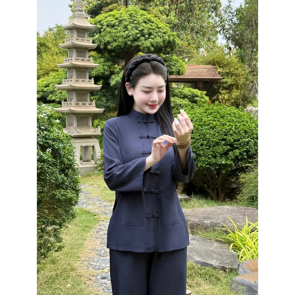 TT30 - Pháp phục, đồ lam đi chùa cổ tàu dáng truyền thống