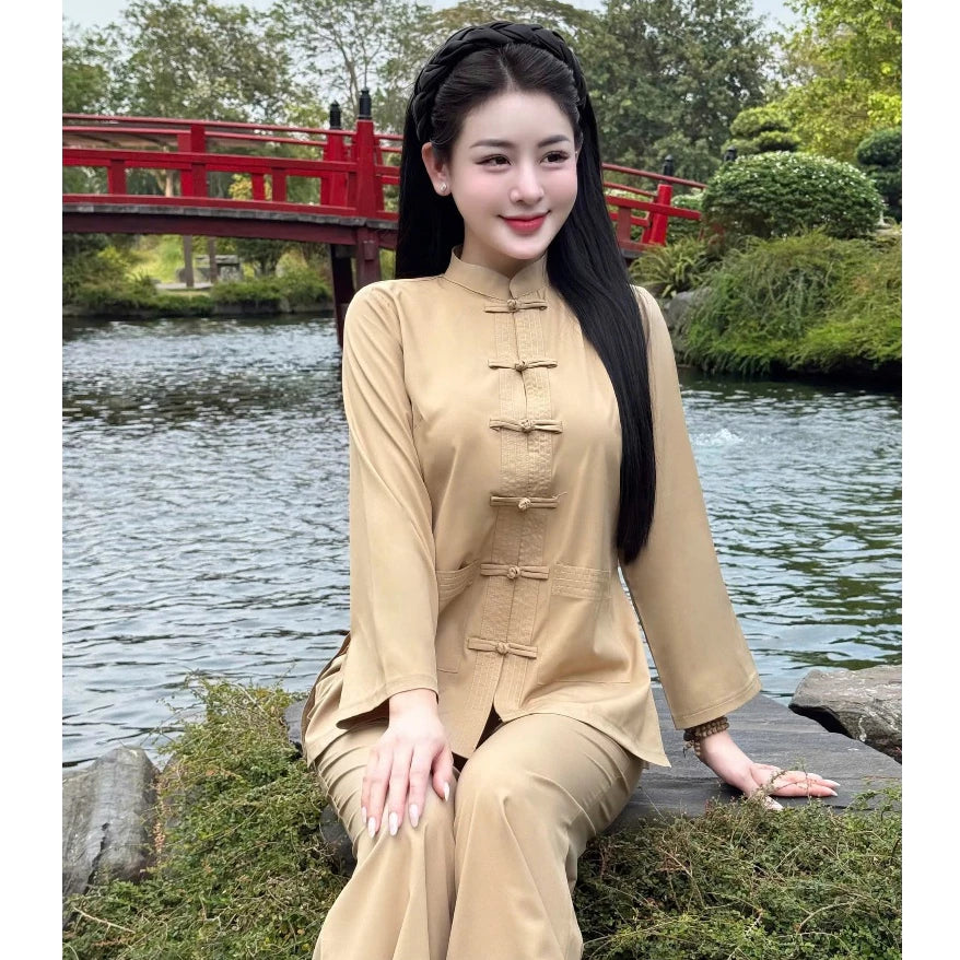 TT30 - Pháp phục, đồ lam đi chùa cổ tàu dáng truyền thống