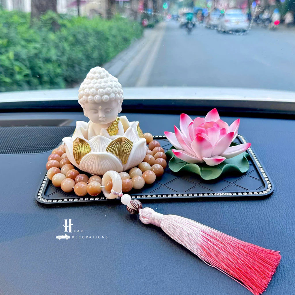 Tượng Phật Trang Trí Sakyamuni mỉm cười  bình an may mắn để trên taplo ô tô cao cấp- Tượng Phật trang trí taplo ô tô