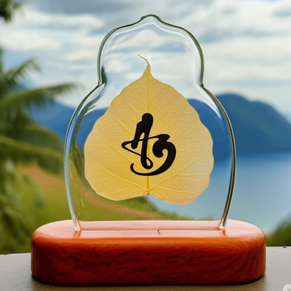 Lá Bồ Đề Chữ An Mạ Vàng - Trang Trí Nhà, Xe Ô Tô, Để Bàn Làm Việc