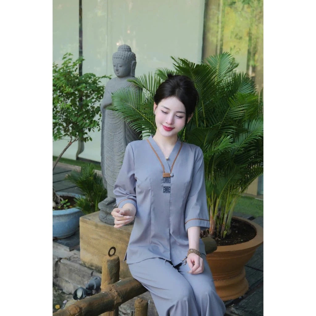 TT50 - Set pháp phục, đồ lam đi chùa cổ V truyền thống