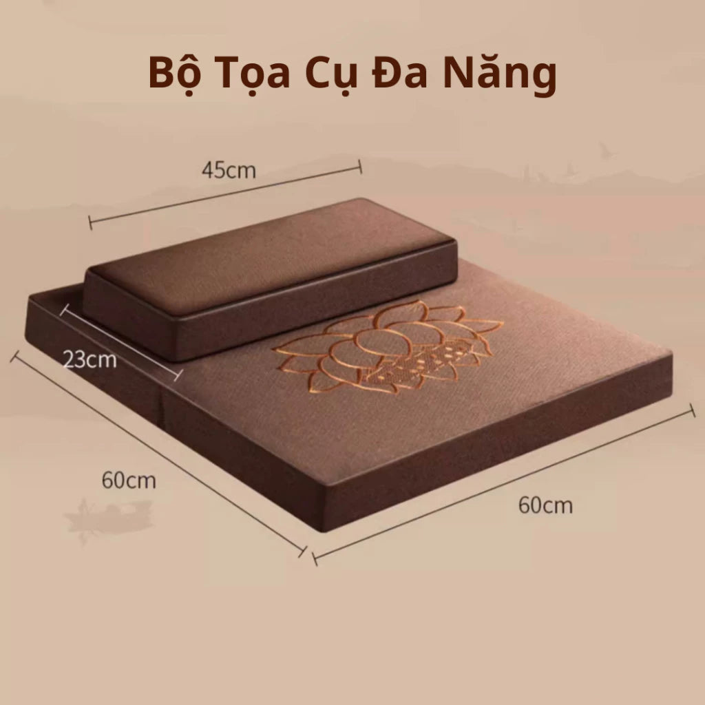 [Xả kho] Combo Tọa Cụ + Bàn Tụng Kinh Cao Cấp - Tặng Túi + Vòng Tay + Lá Bồ Đề
