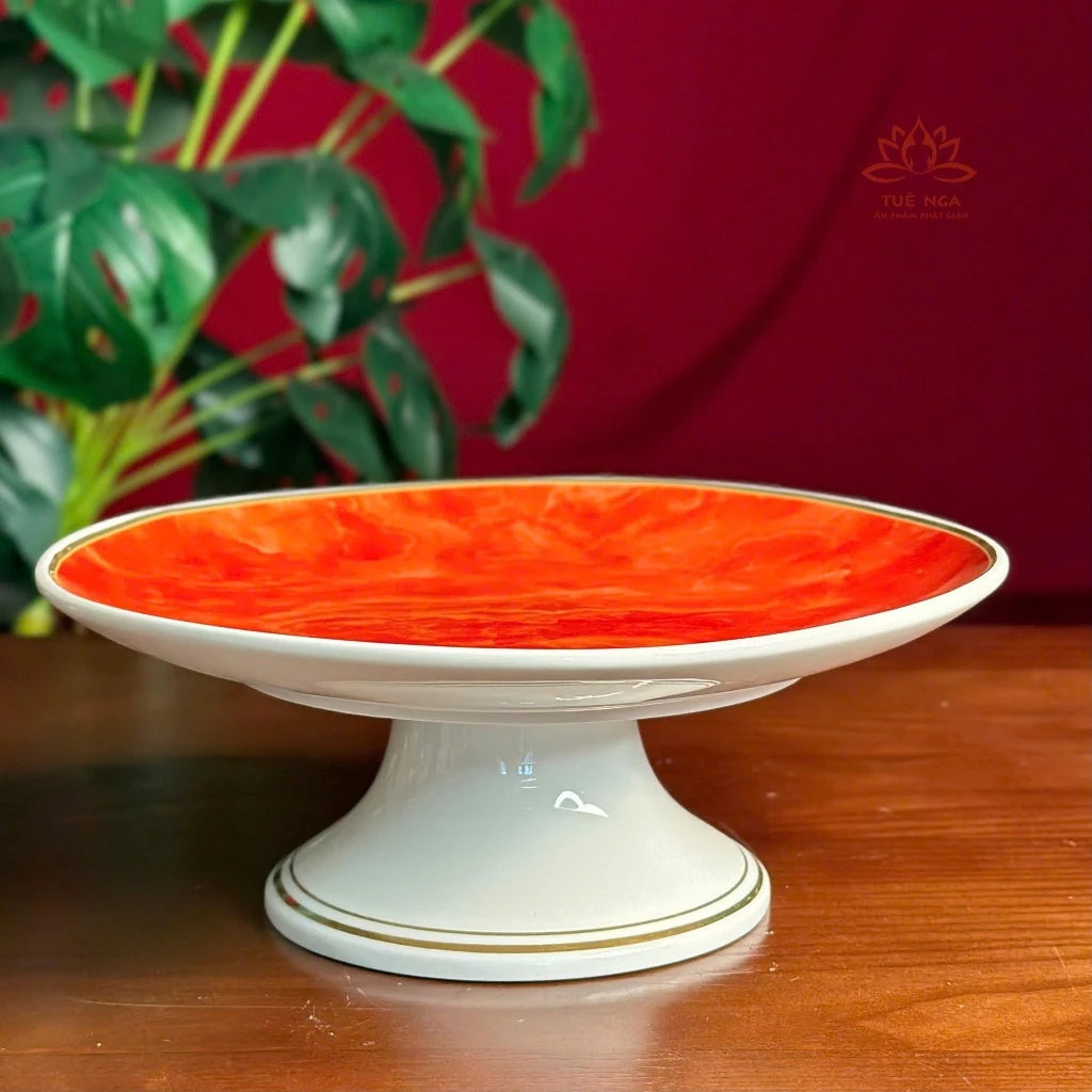 Bộ đồ thờ gốm sứ vân đá Đỏ cao cấp, bộ đồ thờ gia tiên, đồ thờ thần tài - Tuệ Nga