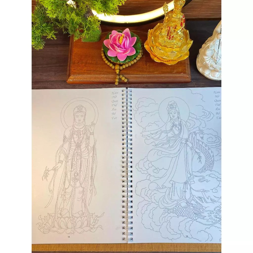 Sách - Bộ tô in mờ 90 tranh vẽ Phật - Bồ Tát