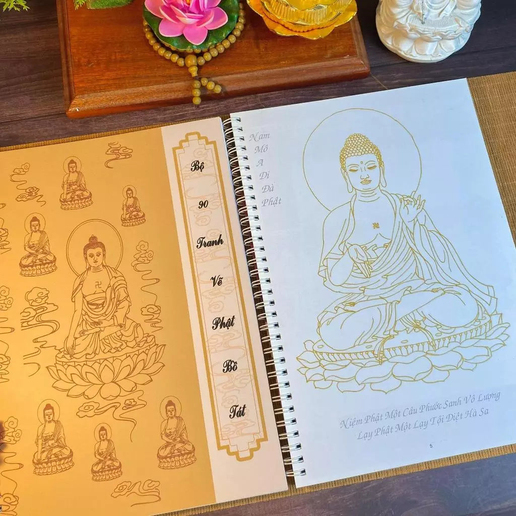 Sách - Bộ tô in mờ 90 tranh vẽ Phật - Bồ Tát
