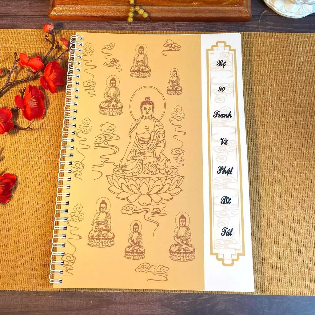 Sách - Bộ tô in mờ 90 tranh vẽ Phật - Bồ Tát