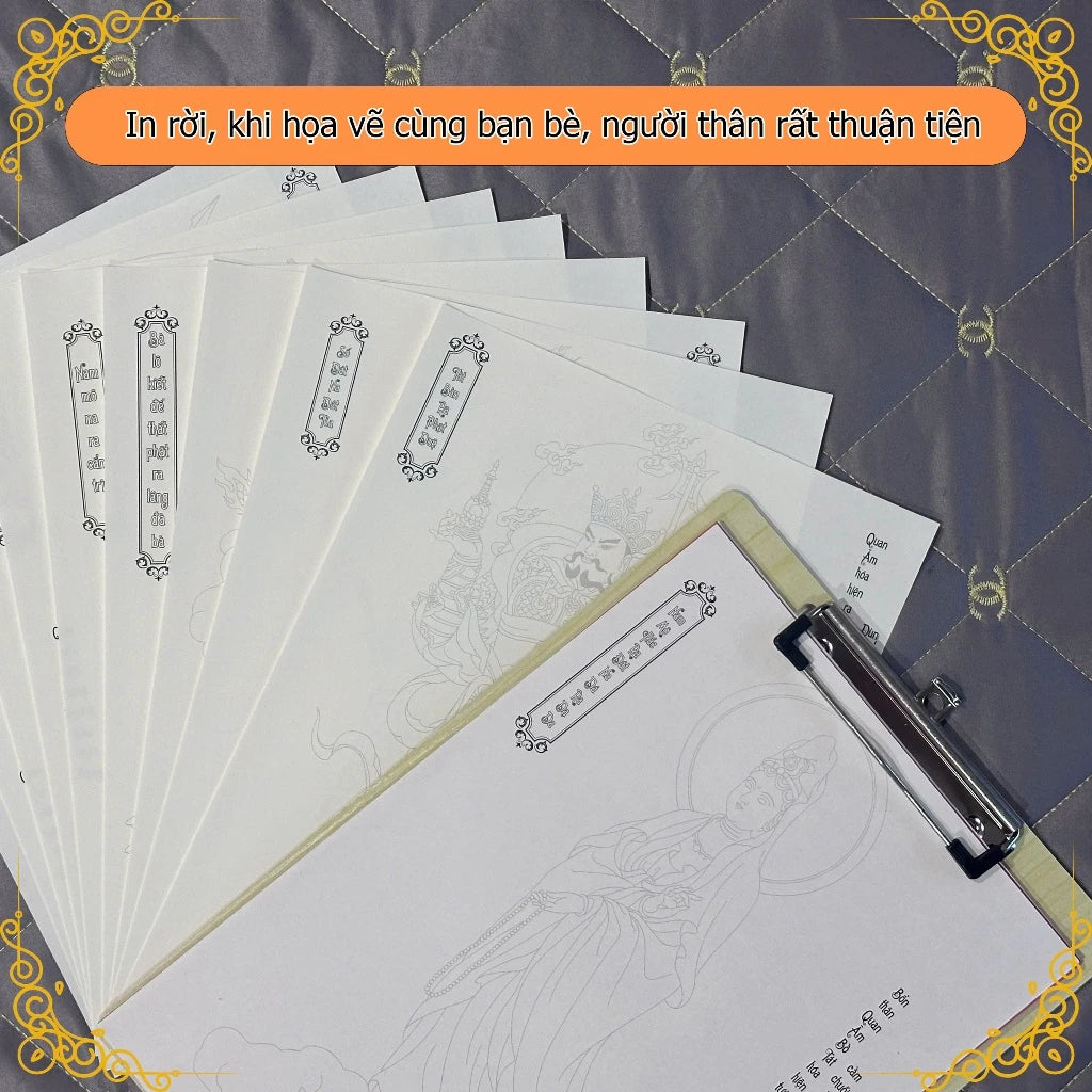 Album họa vẽ 84 vị Phật trong Chú Đại Bi nét mờ