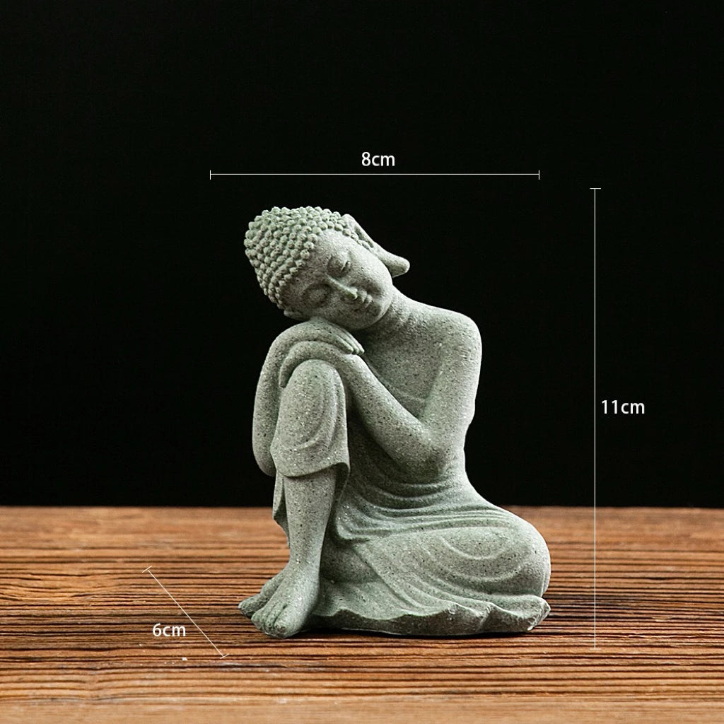 Bộ 3 Tượng Phật Thích Ca Mâu Ni Mini Đá Xanh- Tam Tịnh Tâm Decor