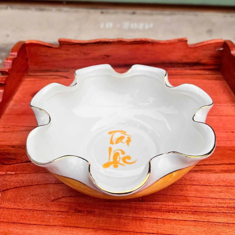 [Tặng 5 cá koi trang trí ngũ hành] BÁT THẢ HOA VÂN ĐÁ TẮM PHẬT - BÁT MINH ĐƯỜNG TỤ THỦY SIZE 20CM