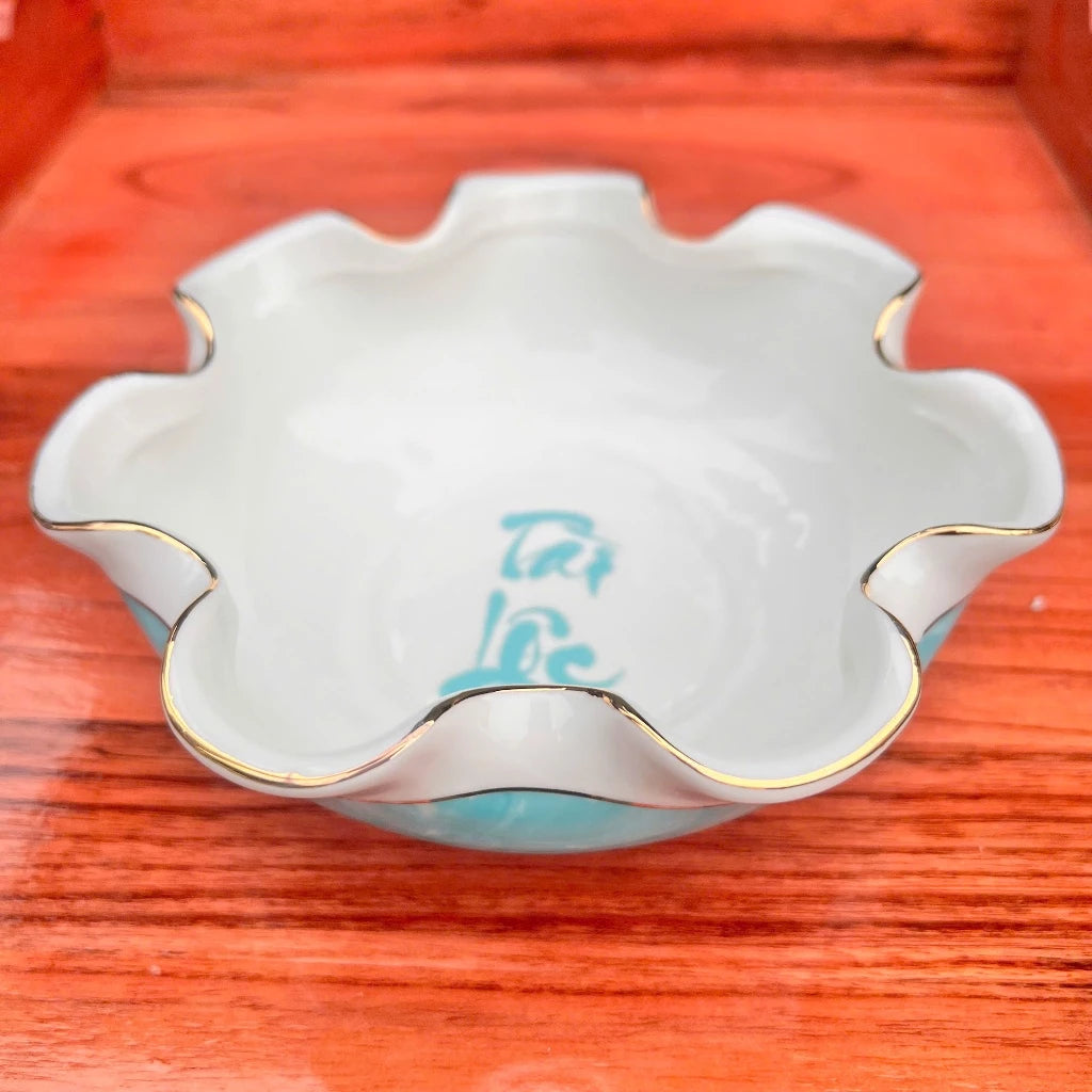 [Tặng 5 cá koi trang trí ngũ hành] BÁT THẢ HOA VÂN ĐÁ TẮM PHẬT - BÁT MINH ĐƯỜNG TỤ THỦY SIZE 20CM