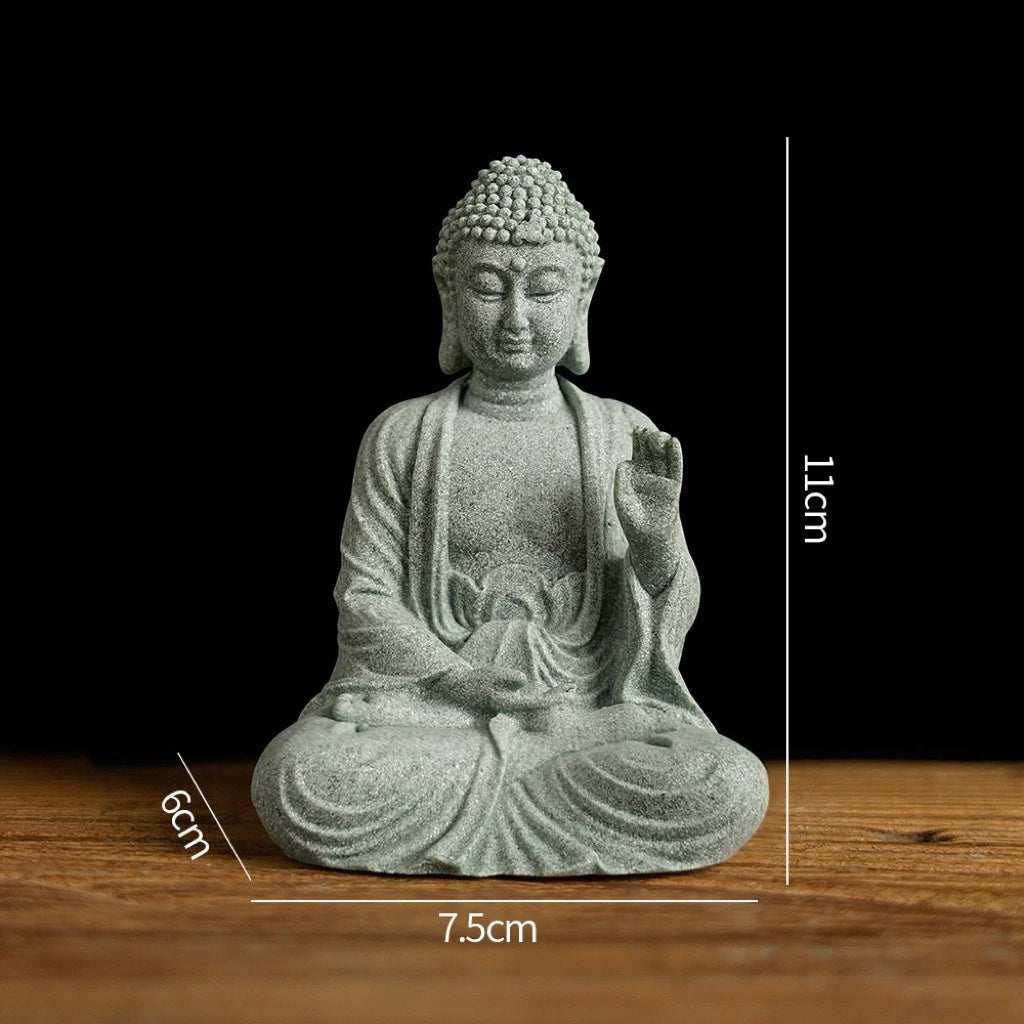 Bộ 3 Tượng Phật Thích Ca Mâu Ni Mini Đá Xanh- Tam Tịnh Tâm Decor