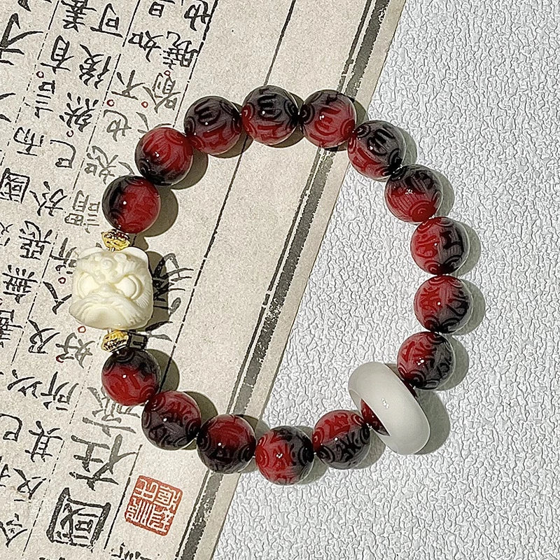 B56 - Vòng Tay Hạt Bồ Đề Tự Nhiên Khắc Lục Tự Đại Minh Chú Omani 12mm - Tặng Kèm Túi Gấm