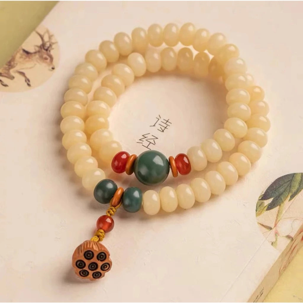 B08 – Bạch Ngọc Bồ Đề Tâm Liên - Tặng Túi Gấm