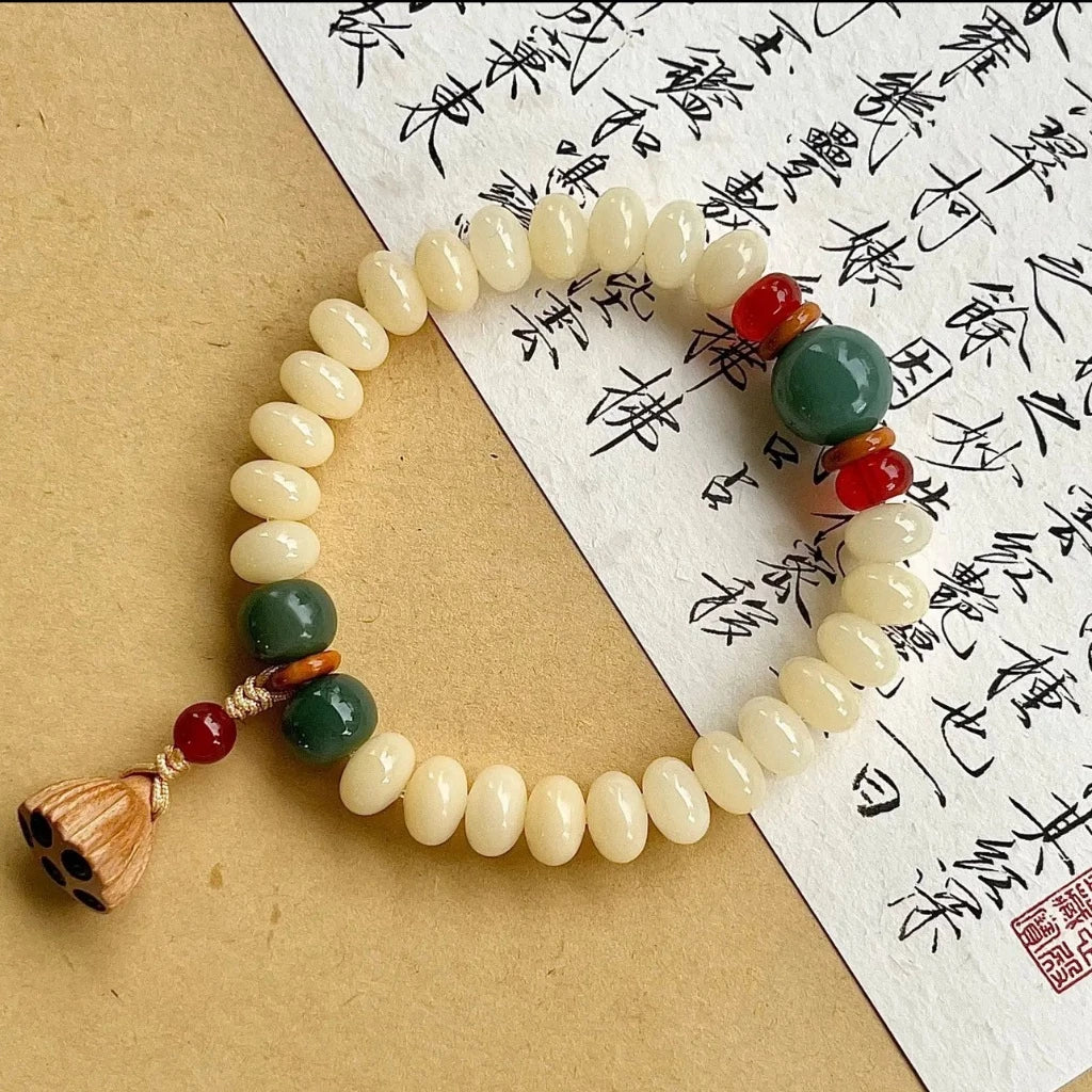 B08 – Bạch Ngọc Bồ Đề Tâm Liên - Tặng Túi Gấm