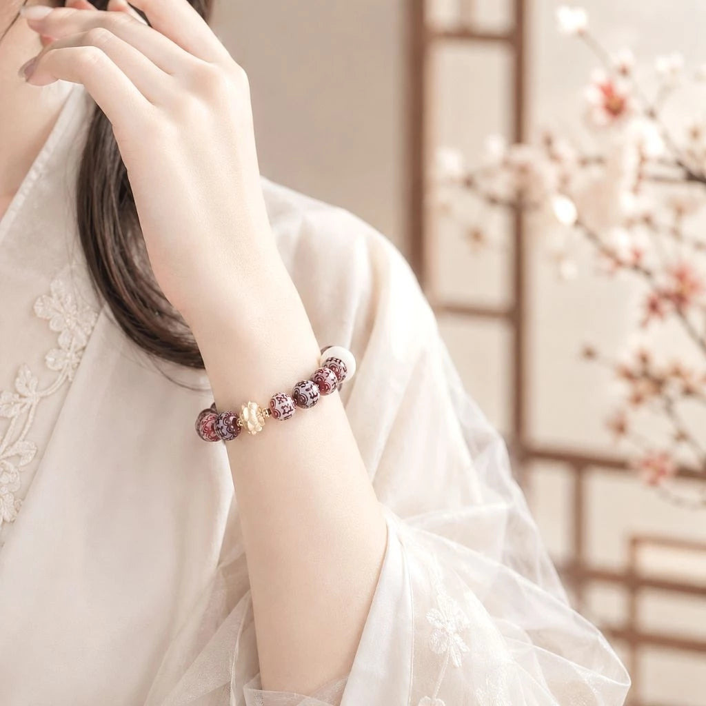 B62 - Vòng Tay Hạt Bồ Đề Hoa Sen Khắc Lục Tự Đại Minh Chú Omani 10mm - Tặng Kèm Túi Gấm