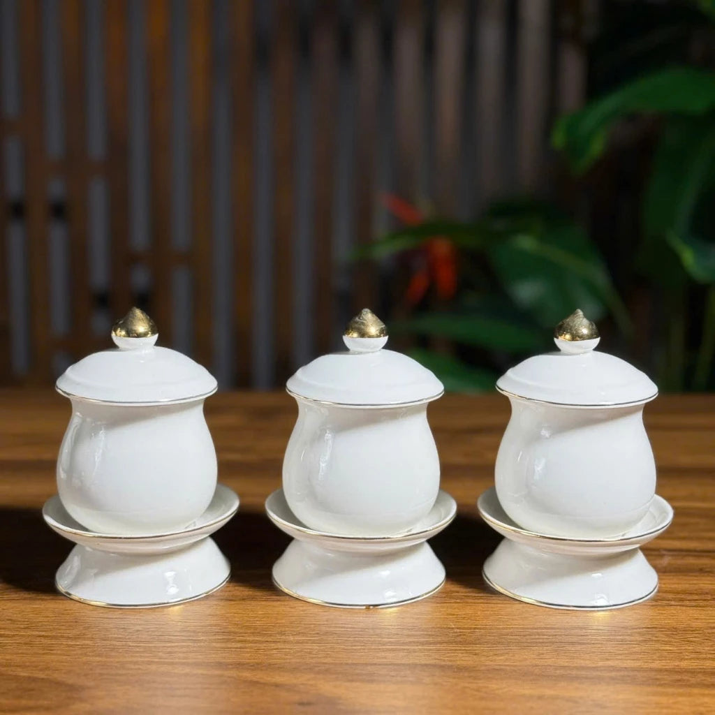 Bộ đồ thờ gốm sứ vân đá Trắng cao cấp, bộ đồ thờ gia tiên, đồ thờ thần tài - Tuệ Nga