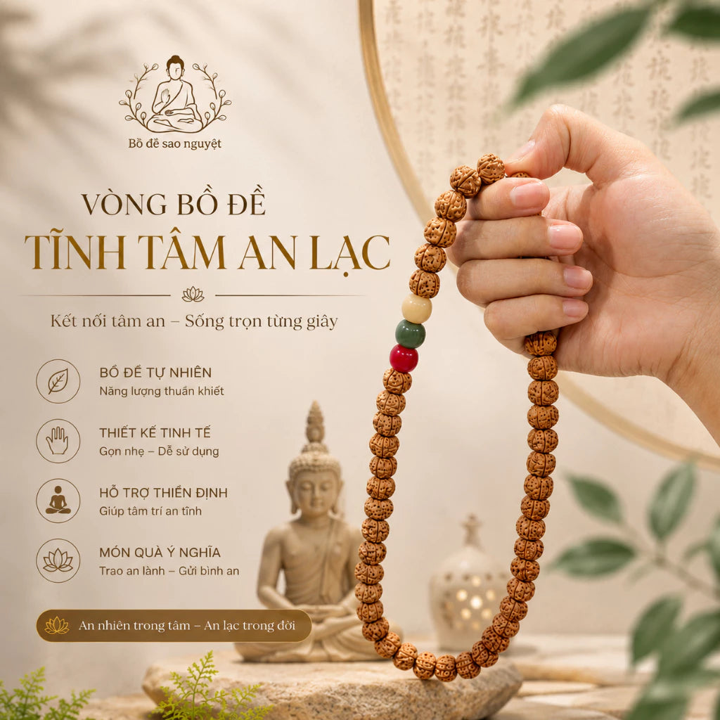 B64 – Vòng Tay Bồ Đề Kim Cang 12mm - Tặng Túi Gấm