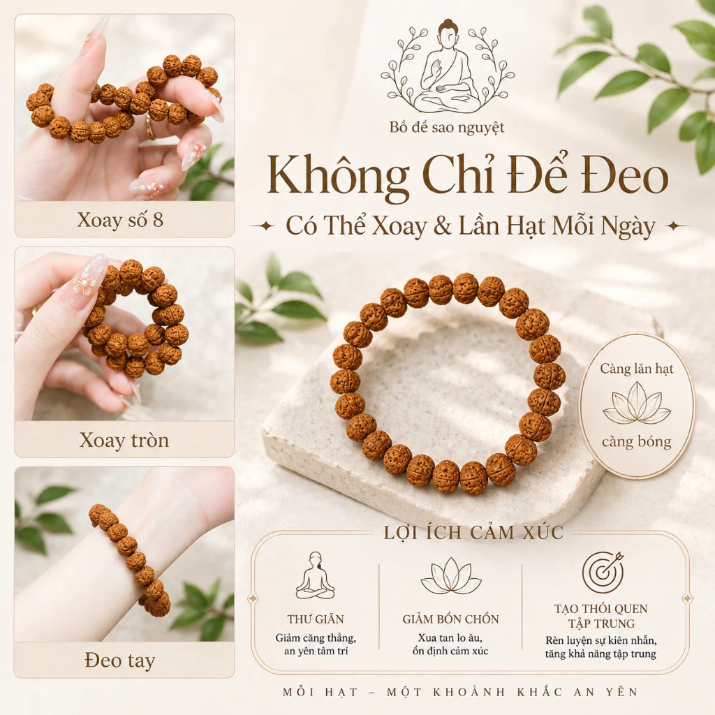 B64 – Vòng Tay Bồ Đề Kim Cang 12mm - Tặng Túi Gấm