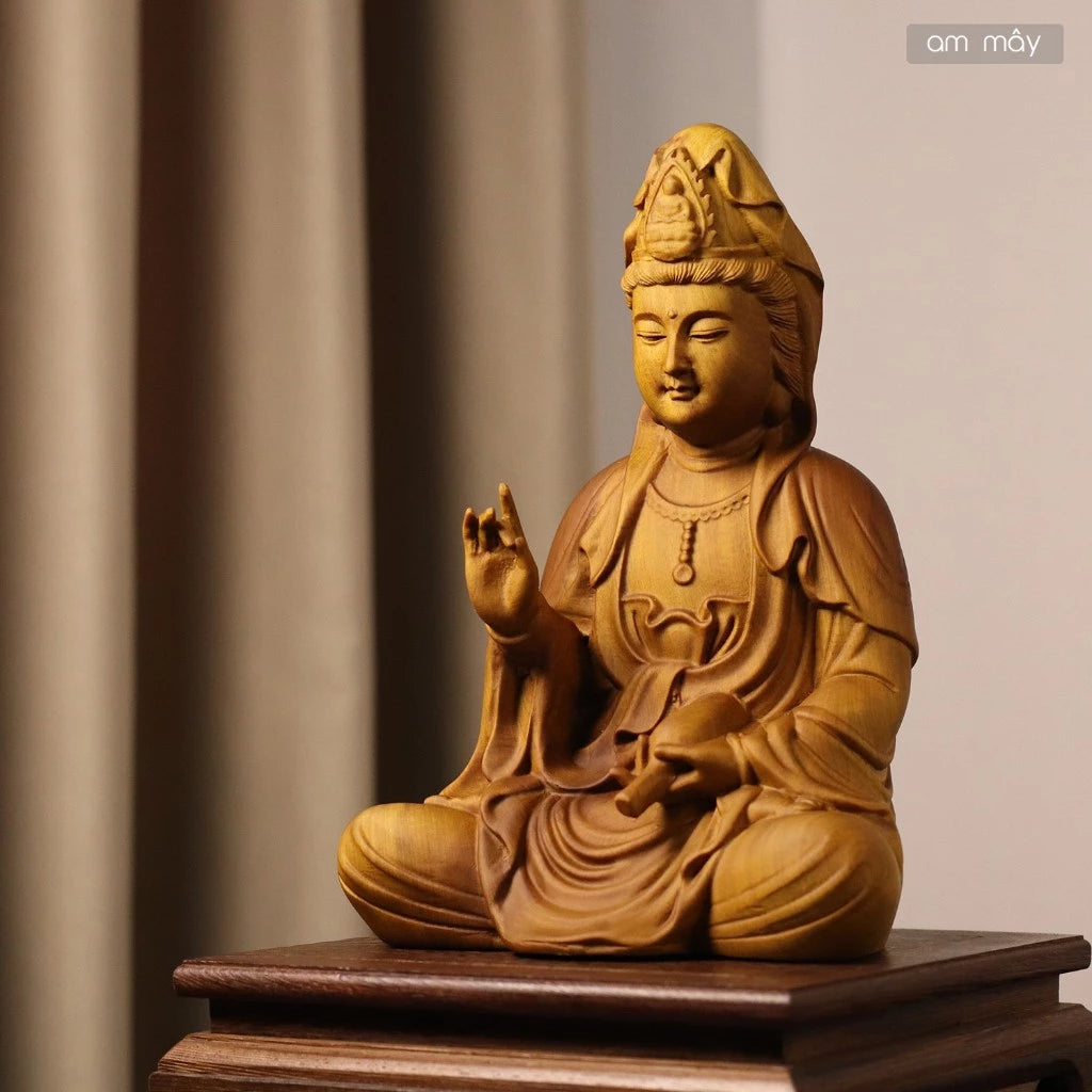 Bộ tượng Ta Bà Tam Thánh decor trưng bày ban thờ, góc thiền trà