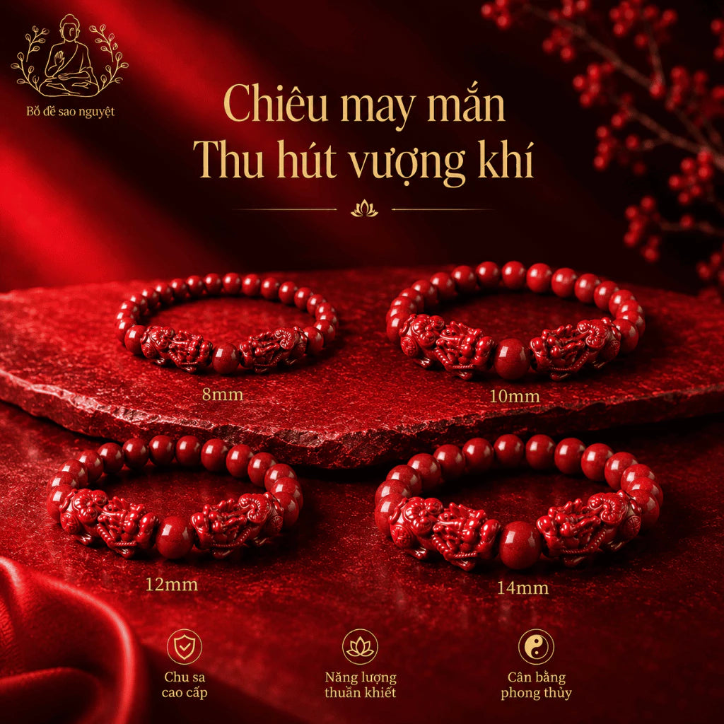 S12 Vòng Tay Chu Sa Charm Tỳ Hưu Đỏ